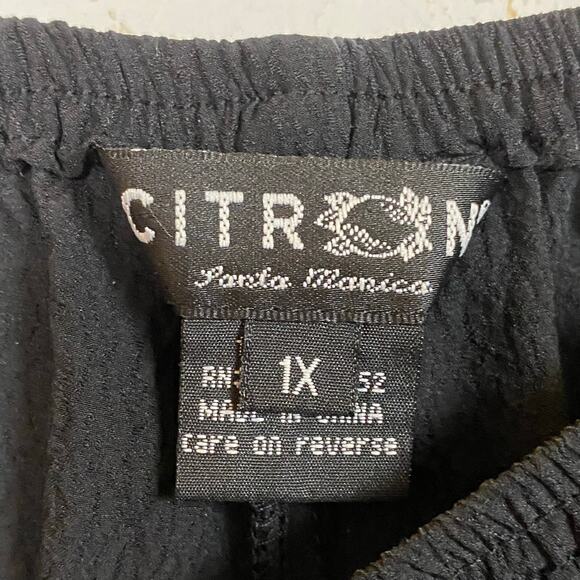 Citron Santa Monica Black 100% Silk Textured Lagenlook Pants Size 1X - Picture 3 of 7